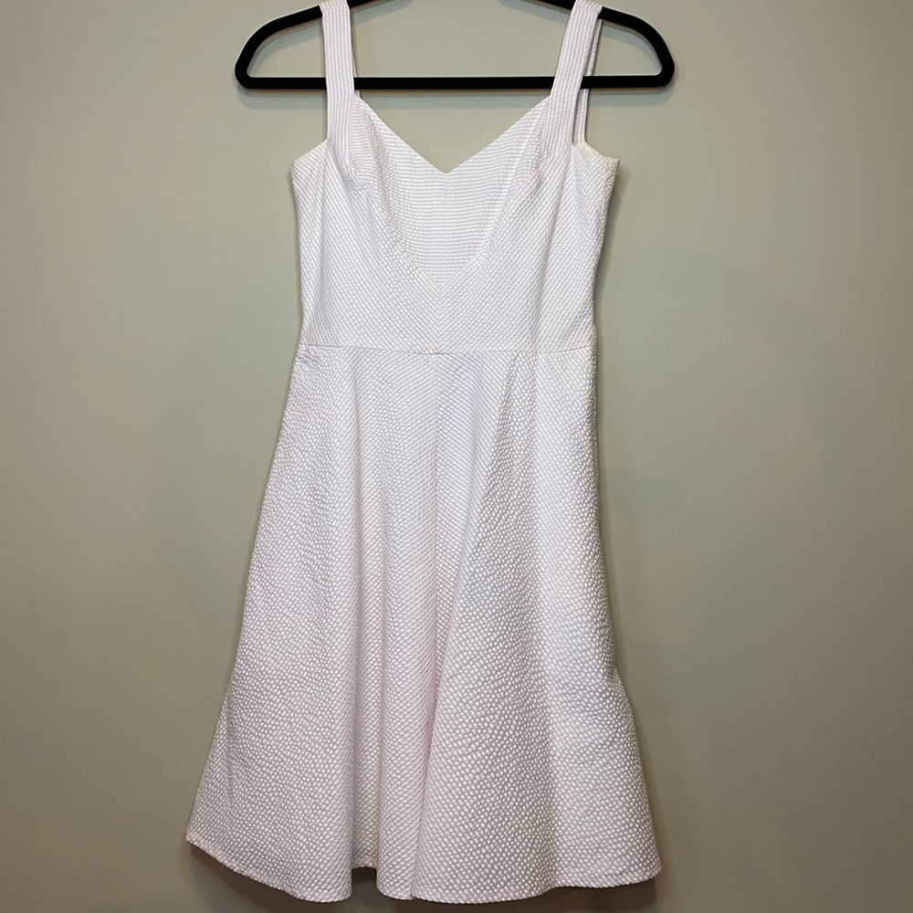 Ann Taylor pink sear sucker stripe dress